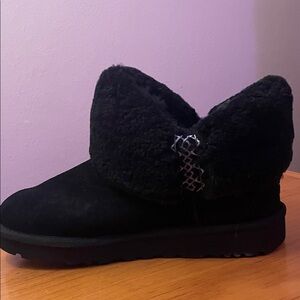 UGG Black Faux Shearling Ankle Bootie